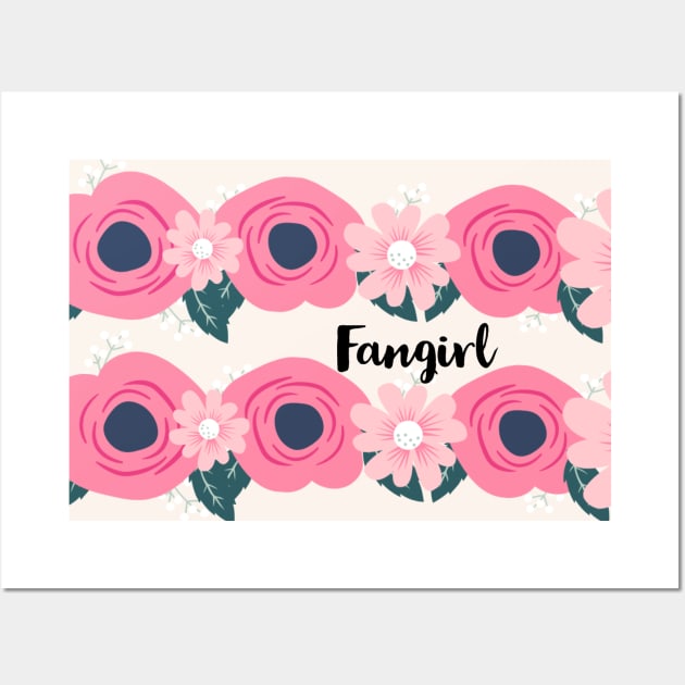 Pink Floral Fangirl Wall Art by templeofgeek